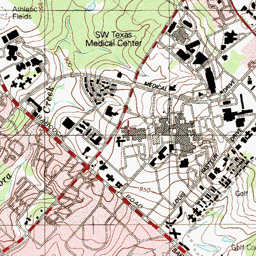 Topographic Map of Audie L Murphy Veterans Affairs Hospital, TX