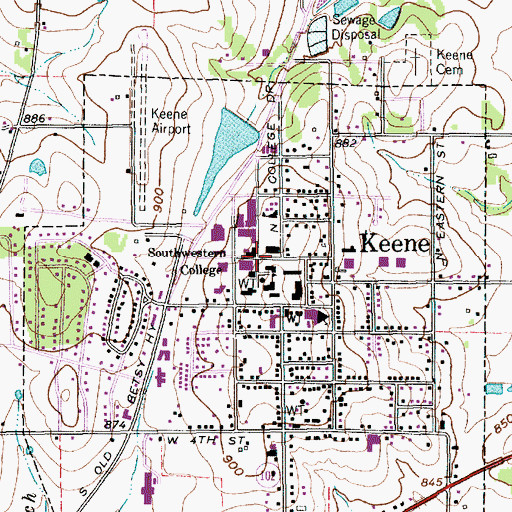 Topographic Map of Southwestern Junior College, TX