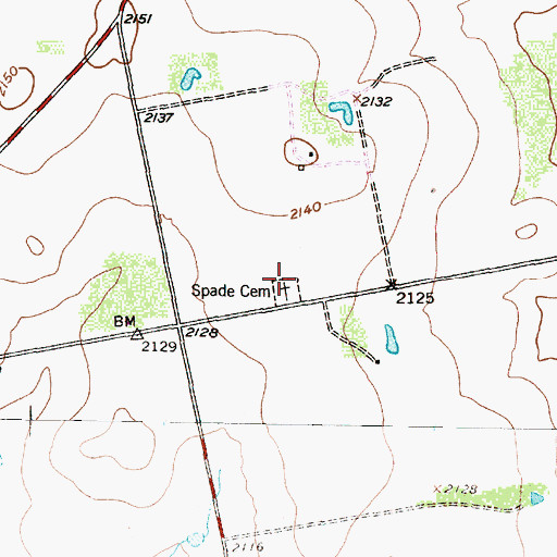 Topographic Map of Spade Cemetery, TX