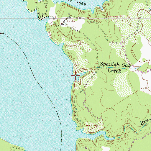 Topographic Map of Spanish Oak Creek, TX