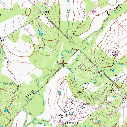 Topographic Map of Spanish Oak Creek, TX