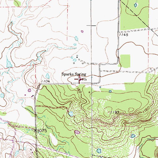 Topographic Map of Sparks Spring Church, TX