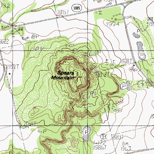 Topographic Map of Spears Mountain, TX