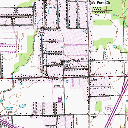 Topographic Map of Spence Park Church, TX