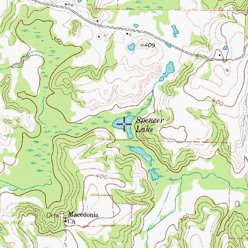 Topographic Map of Spencer Lake, TX