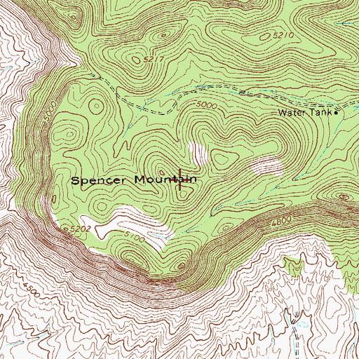 Topographic Map of Spencer Mountain, TX