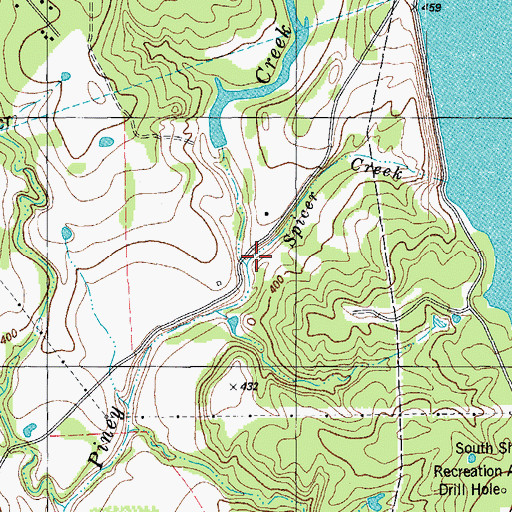 Topographic Map of Spicer Creek, TX