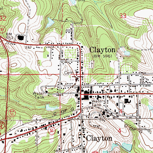 Topographic Map of Clayton Baptist Church, AL