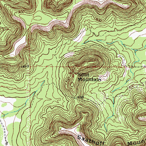 Topographic Map of Split Mountain, TX