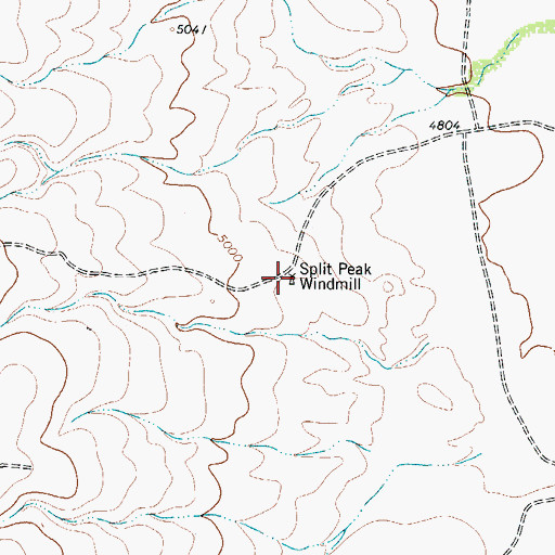Topographic Map of Split Peak Windmill, TX