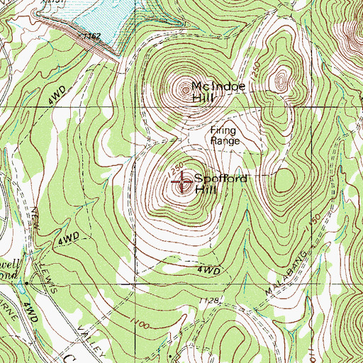 Topographic Map of Spofford Hill, TX