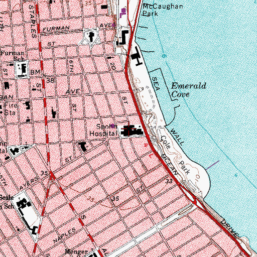 Topographic Map of Spohn Hospital, TX