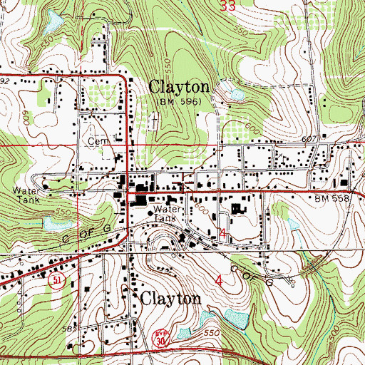 Topographic Map of Clayton Presbyterian Church, AL