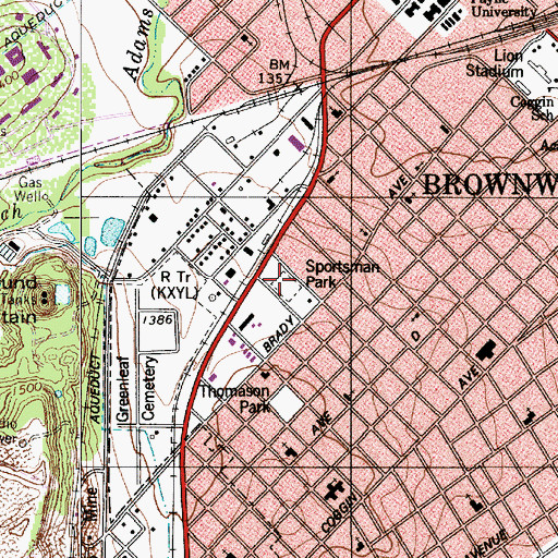 Topographic Map of Sportsman Park, TX