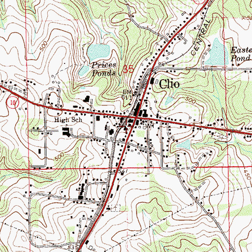 Topographic Map of Clio Baptist Church, AL