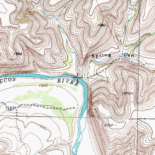 Topographic Map of Spring Canyon, TX