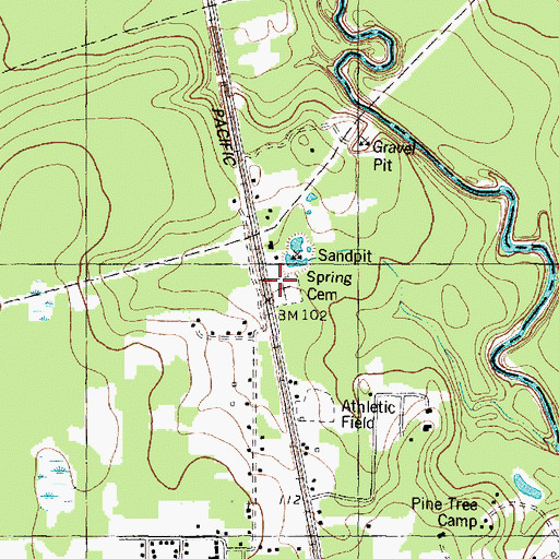 Topographic Map of Spring Cemetery, TX