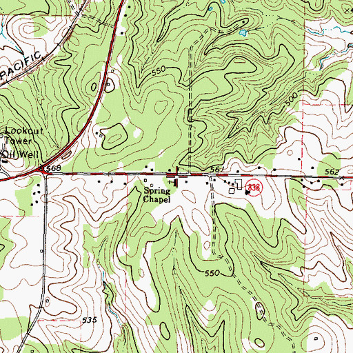 Topographic Map of Spring Chapel, TX