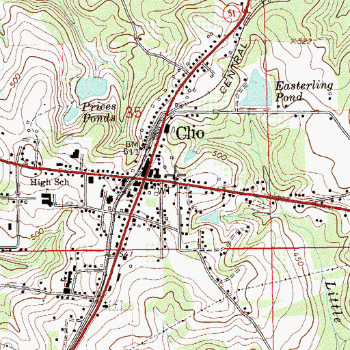 Topographic Map of Clio Methodist Church, AL
