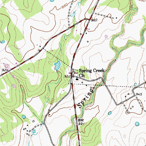 Topographic Map of Spring Creek Church, TX