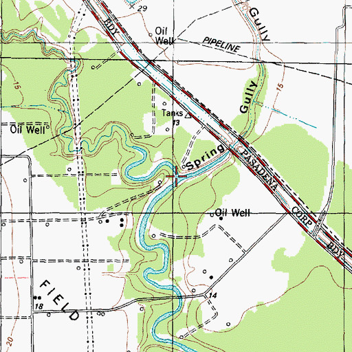 Topographic Map of Spring Gully, TX