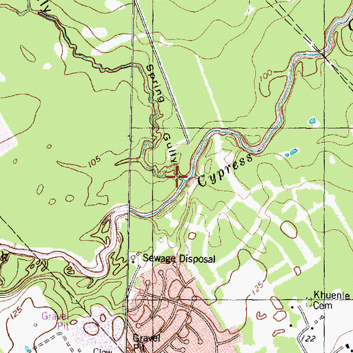 Topographic Map of Spring Gully, TX