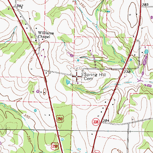 Topographic Map of Spring Hill Cemetery, TX