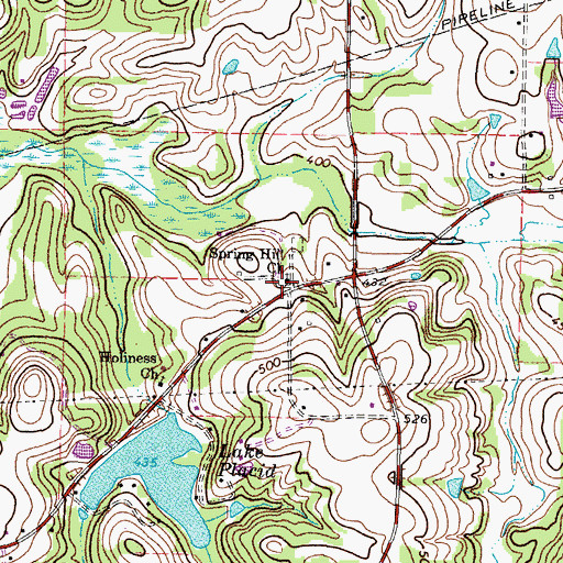 Topographic Map of Spring Hill Church, TX