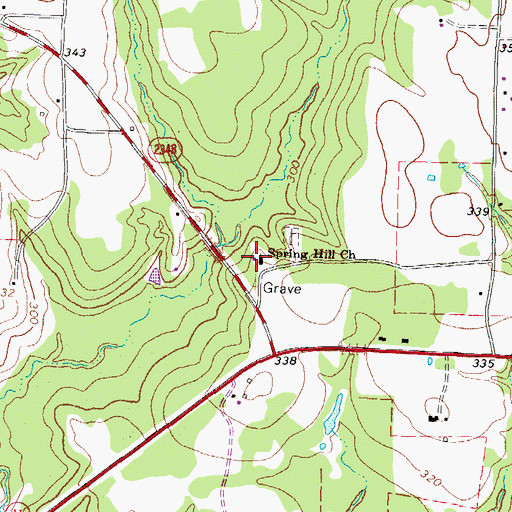 Topographic Map of Spring Hill Church, TX