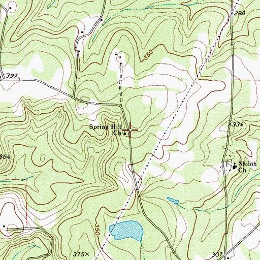 Topographic Map of Spring Hill Church, TX
