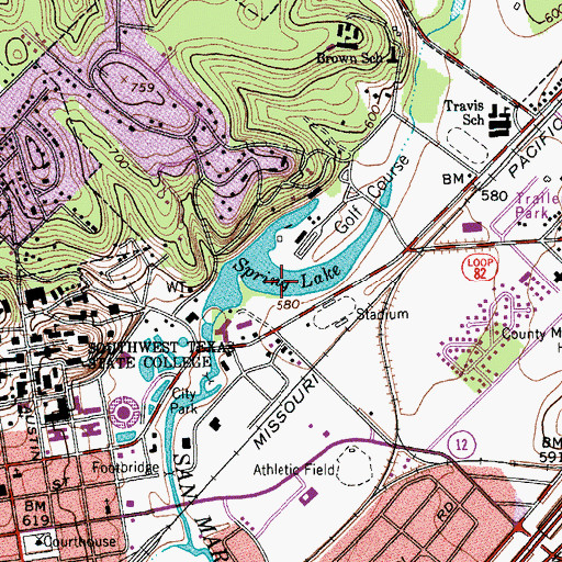 Topographic Map of Spring Lake, TX