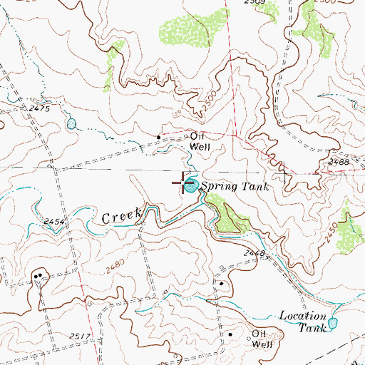 Topographic Map of Spring Tank, TX