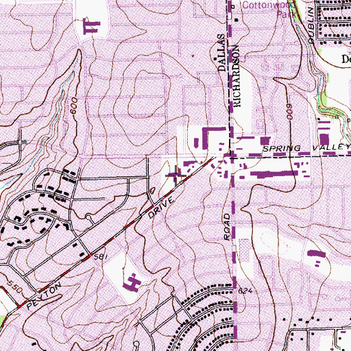 Topographic Map of Spring Valley Church, TX