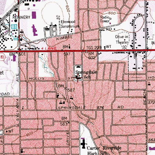Topographic Map of Springdale School, TX