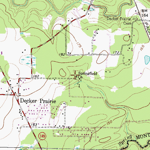 Topographic Map of Springfield Church, TX