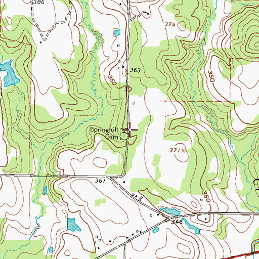 Topographic Map of Springhill Cemetery, TX