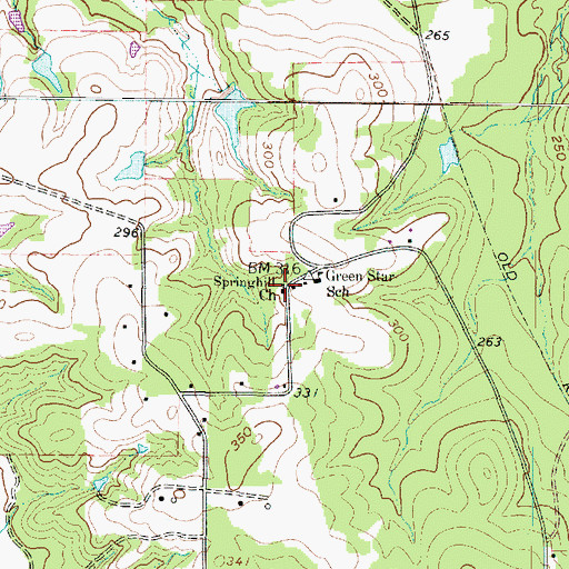 Topographic Map of Springhill Church, TX