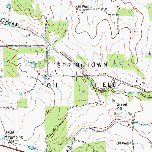 Topographic Map of Springtown Oil Field, TX