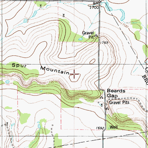 Topographic Map of Spur Mountain, TX