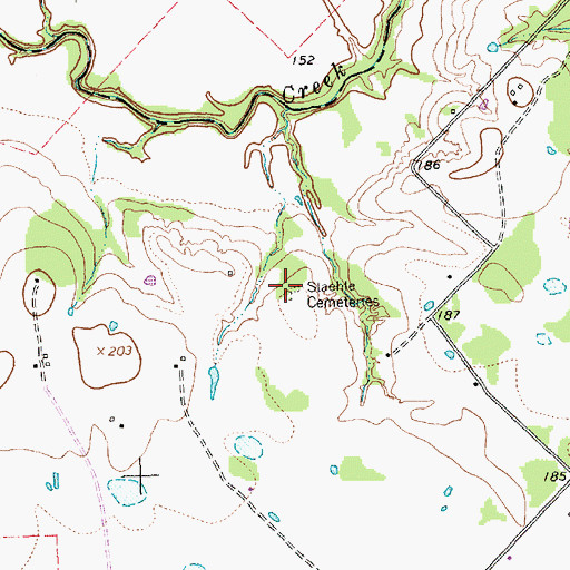 Topographic Map of Staehle Cemeteries, TX