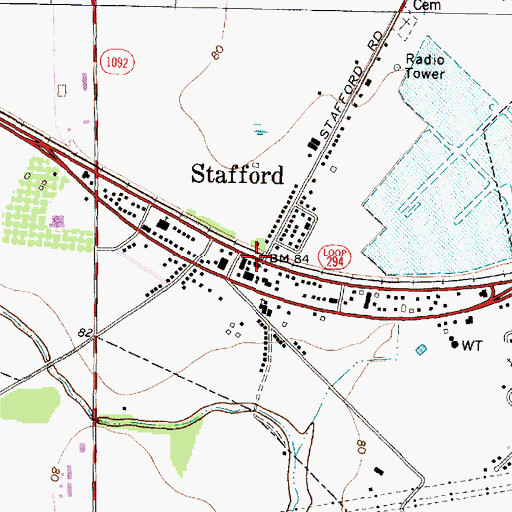 Topographic Map of Stafford, TX