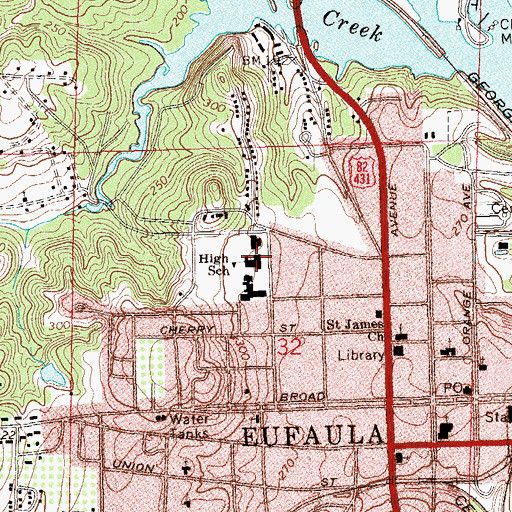 Topographic Map of Eufaula High School, AL