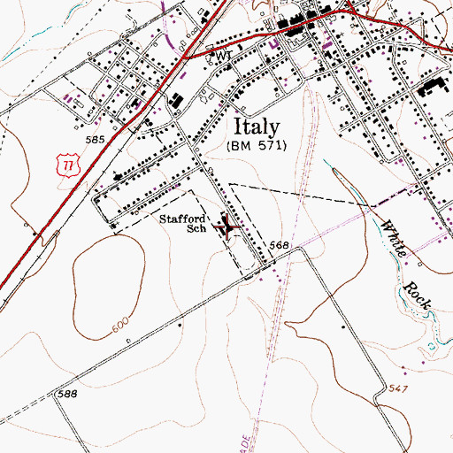 Topographic Map of Stafford School, TX