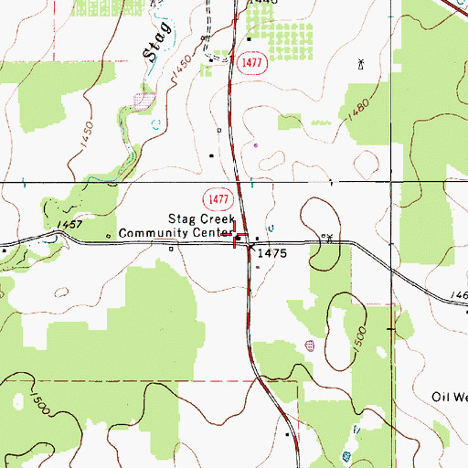 Topographic Map of Stag Creek Community Center, TX