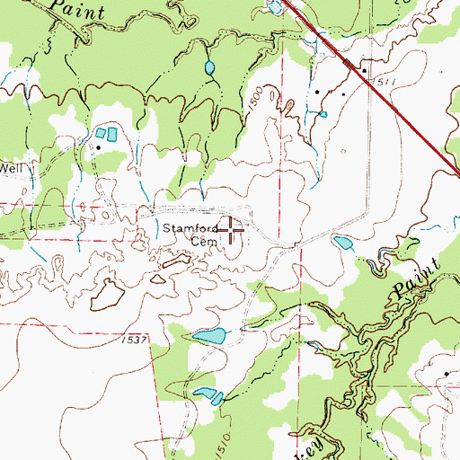 Topographic Map of Stamford Cemetery, TX