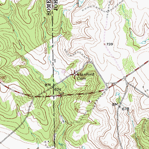 Topographic Map of Stanford Cemetery, TX