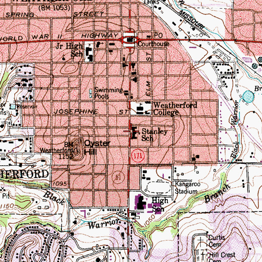 Topographic Map of Stanley School, TX