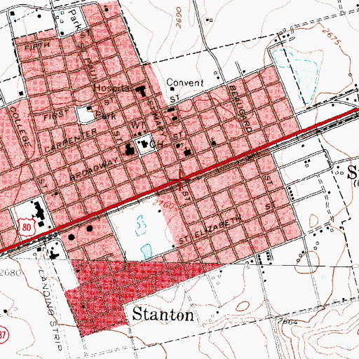 Topographic Map of Stanton, TX
