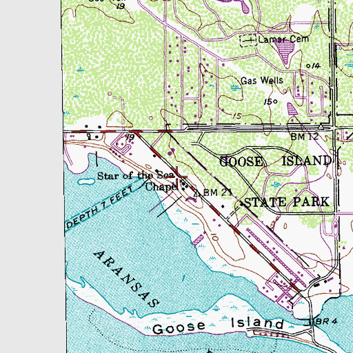 Topographic Map of Star of the Sea Chapel, TX