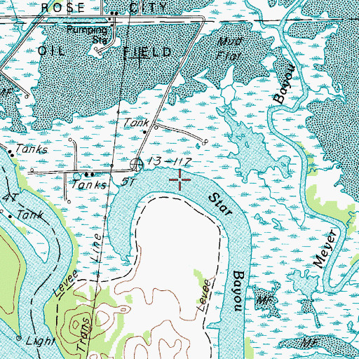 Topographic Map of Star Bayou, TX